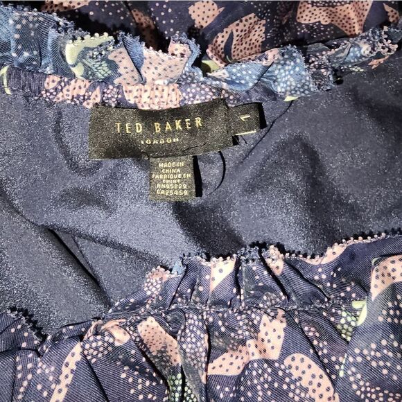 TED BAKER LONDONOne Shoulder Ruffle Mini Fit and Flare Dress Size 1 - Picture 3 of 6